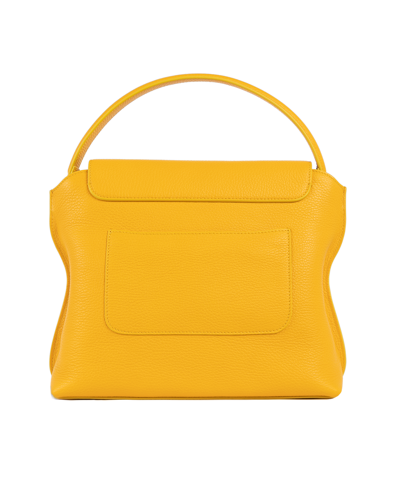 Cross-body bag in Italian full-grain leather, semi-aniline calf Italian leather with detachable shoulder strap.Three compartments, zip pocket in the back compartment. Magnetic flap closure with logo. Color: Yellow. Size:Large