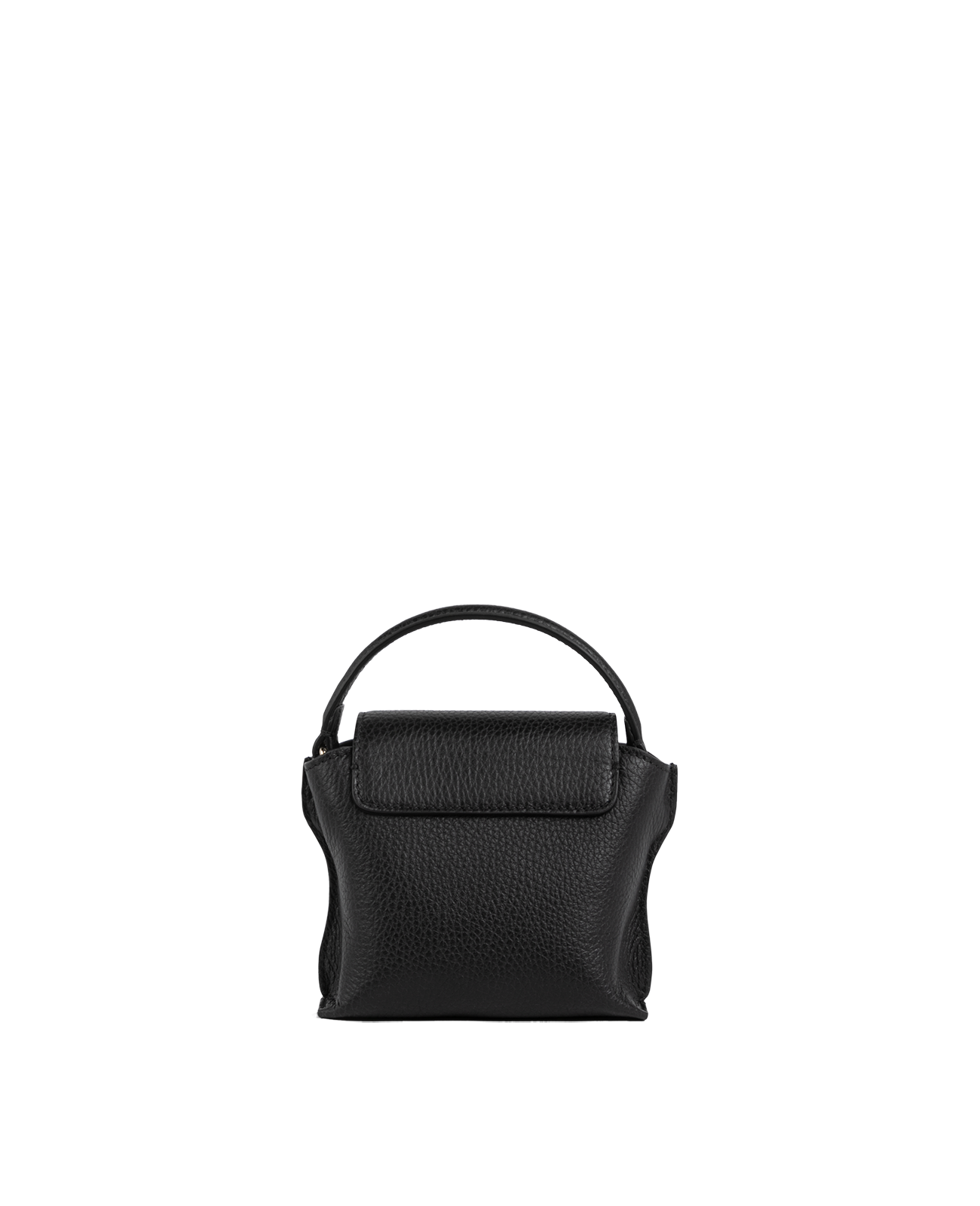 Cross-body bag in Italian full-grain leather, semi-aniline calf Italian leather with detachable shoulder strap.Three compartments, zip pocket in the back compartment. Magnetic flap closure with logo. Color: Black. Size:Mini