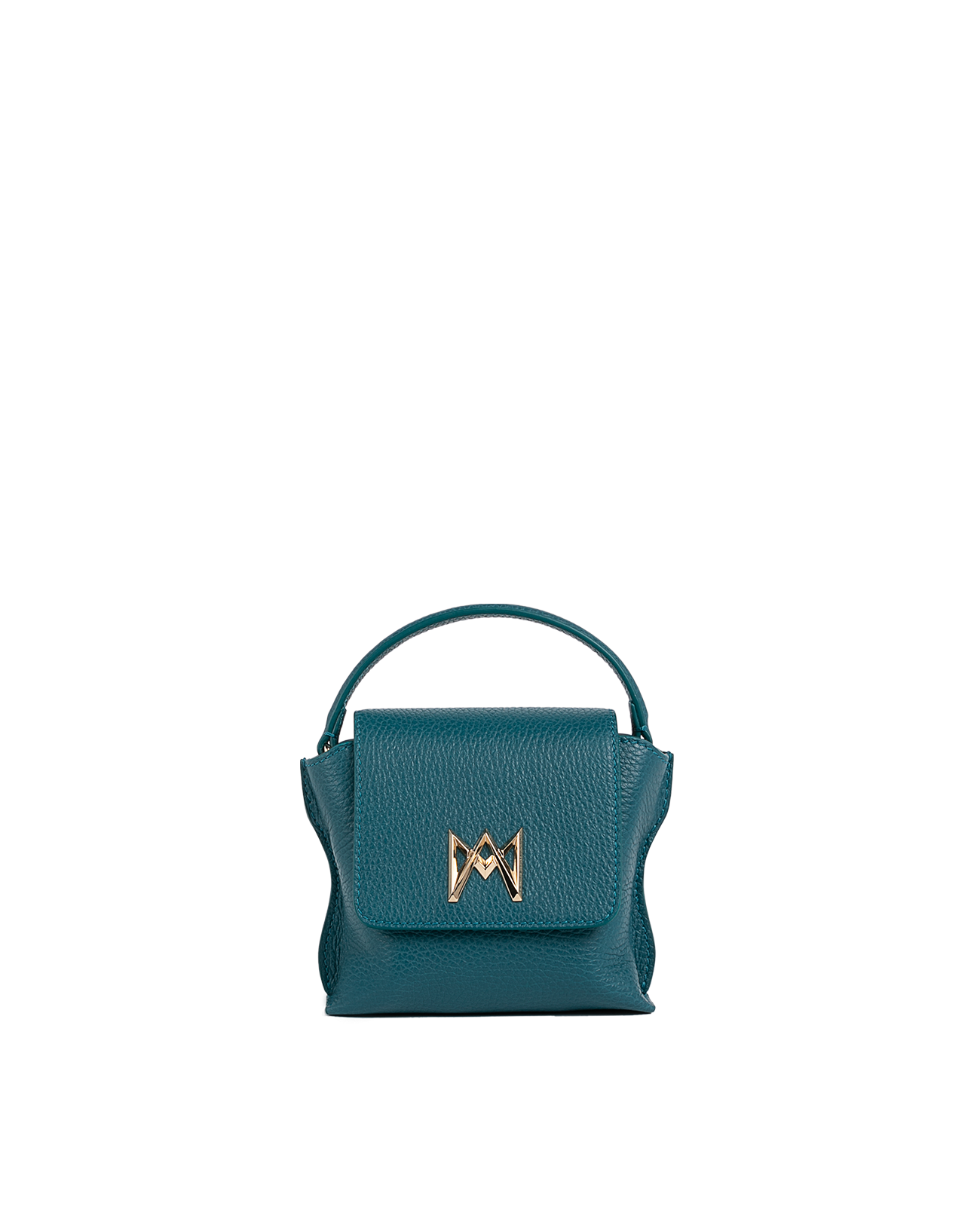 Cross-body bag in Italian full-grain leather, semi-aniline calf Italian leather with detachable shoulder strap.Three compartments, zip pocket in the back compartment. Magnetic flap closure with logo. Color: Teal. Size:Mini