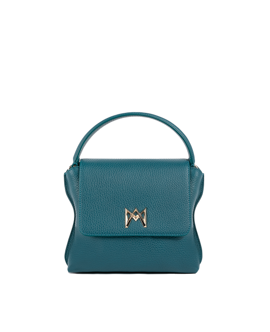 Cross-body bag in Italian full-grain leather, semi-aniline calf Italian leather with detachable shoulder strap.Three compartments, zip pocket in the back compartment. Magnetic flap closure with logo. Color: Teal. Size:Medium