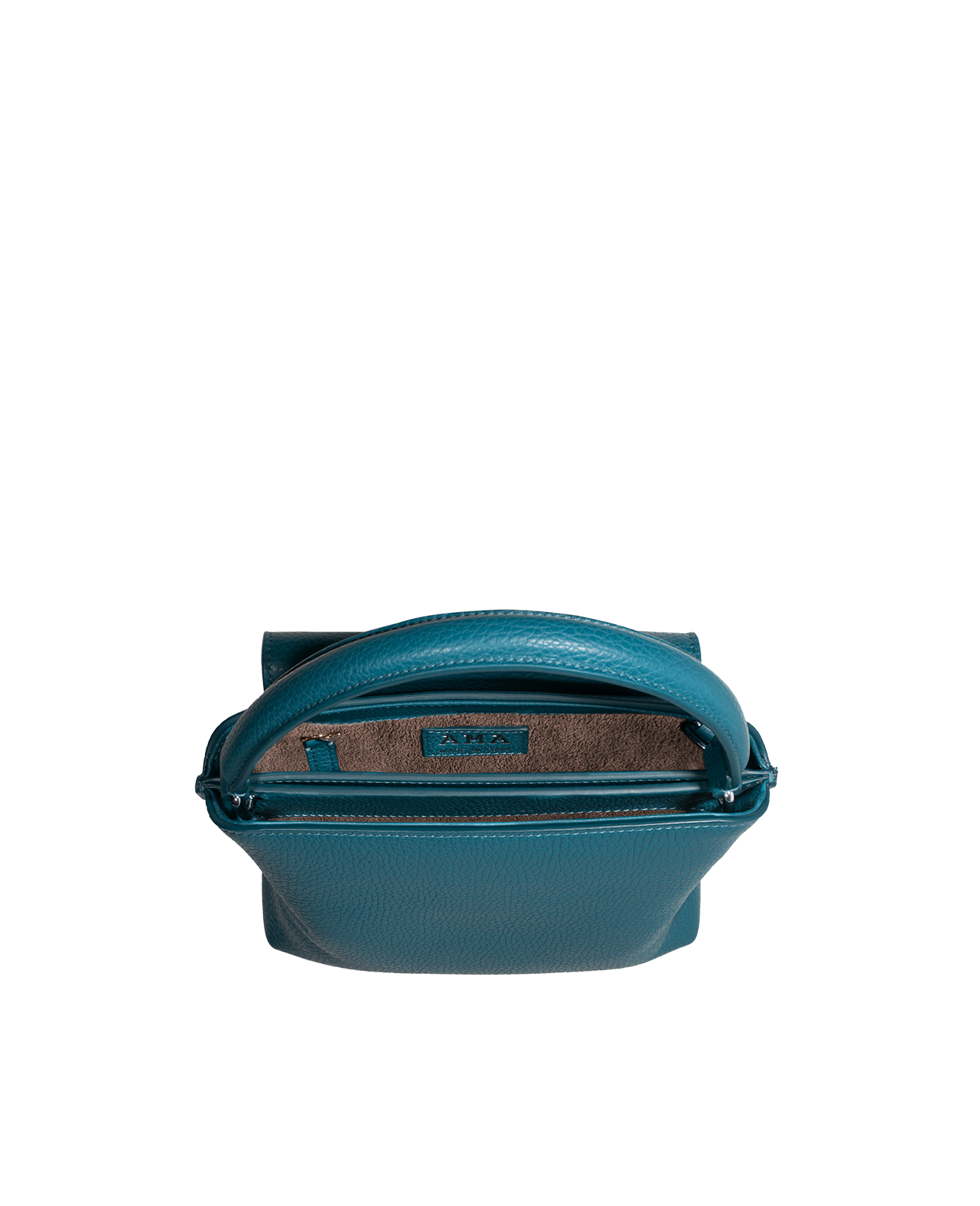 Cross-body bag in Italian full-grain leather, semi-aniline calf Italian leather with detachable shoulder strap.Three compartments, zip pocket in the back compartment. Magnetic flap closure with logo. Color: Teal. Size:Medium