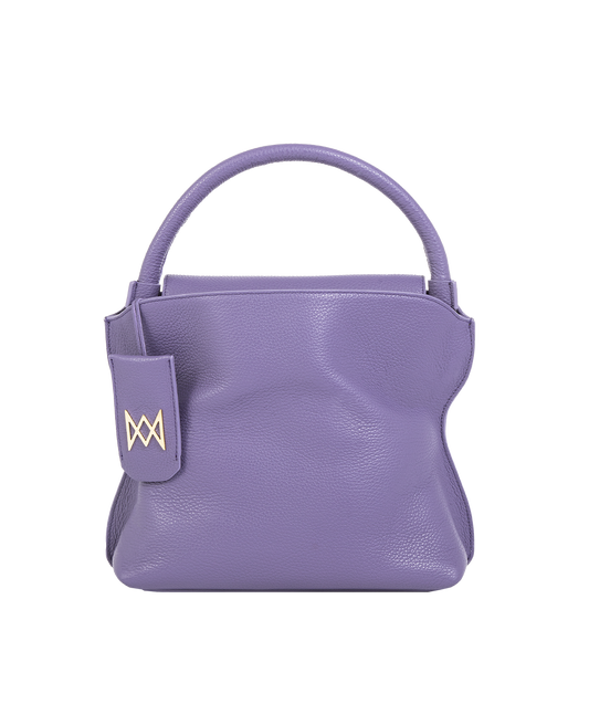 Cross-body bag in Italian full-grain leather, semi-aniline calf Italian leather with detachable shoulder strap.Three compartments, zip pocket in the back compartment. Magnetic flap closure with logo. Color: Purple. Size:Large