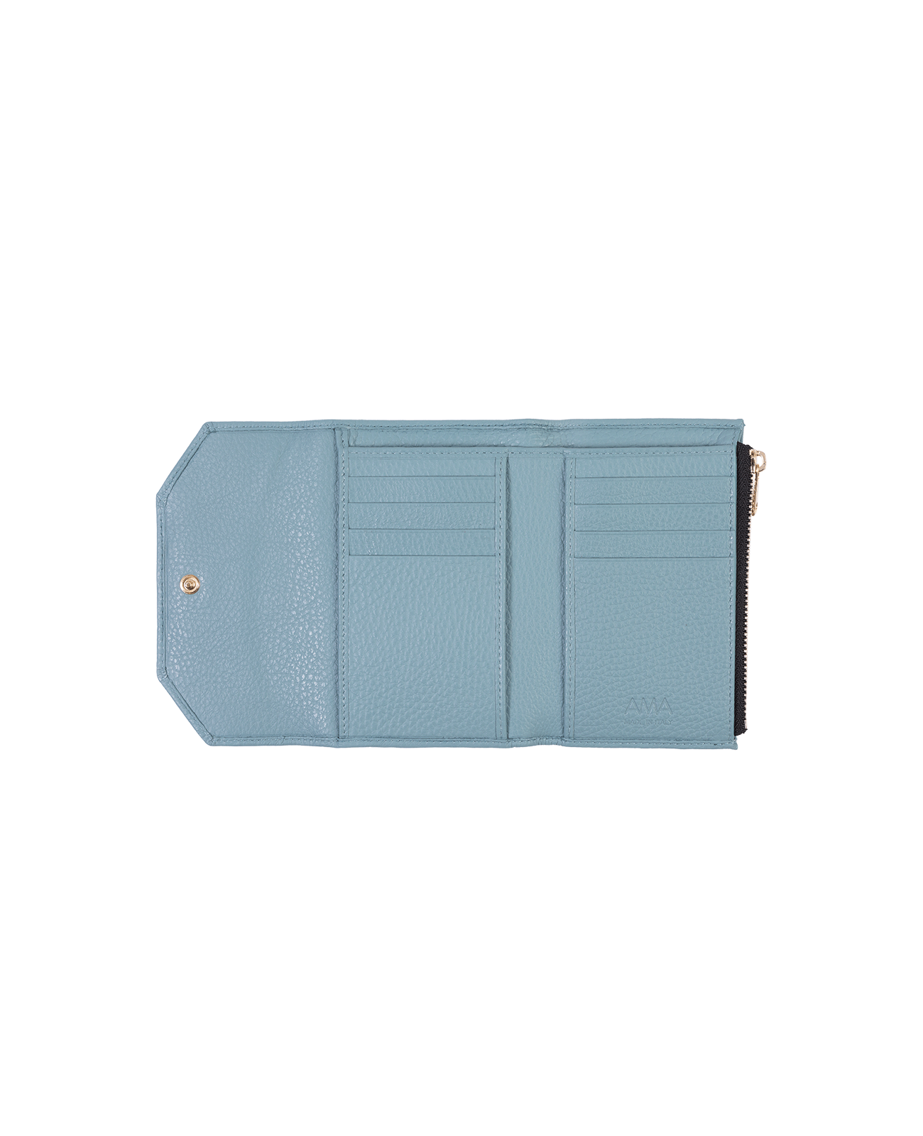Wallet in Italian full-grain leather. Designed to carry your personal items. Available in a variety of styles and designs. Color: Avio. Size: Mini