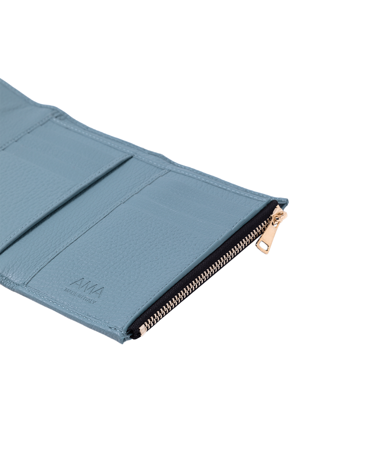 Wallet in Italian full-grain leather. Designed to carry your personal items. Available in a variety of styles and designs. Color: Avio. Size: Mini