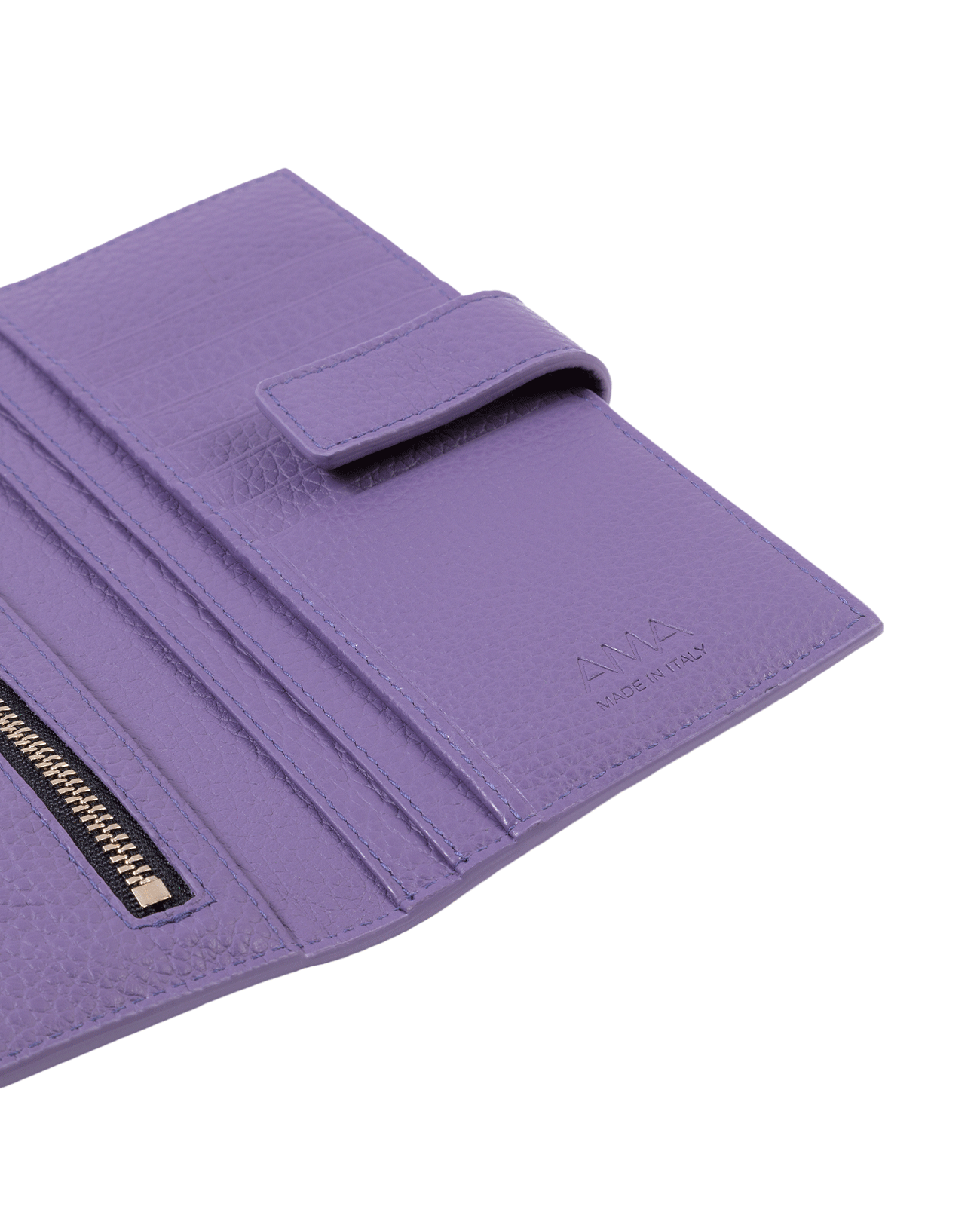 Wallet in Italian full-grain leather. Designed to carry your personal items. Available in a variety of styles and designs. Color: Purple. Size: Medium