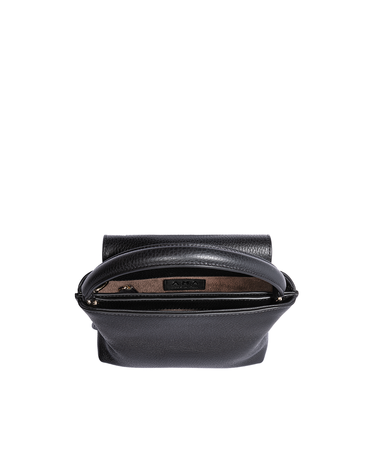Cross-body bag in Italian full-grain leather, semi-aniline calf Italian leather with detachable shoulder strap.Three compartments, zip pocket in the back compartment. Magnetic flap closure with logo. Color: Black. Size:Medium
