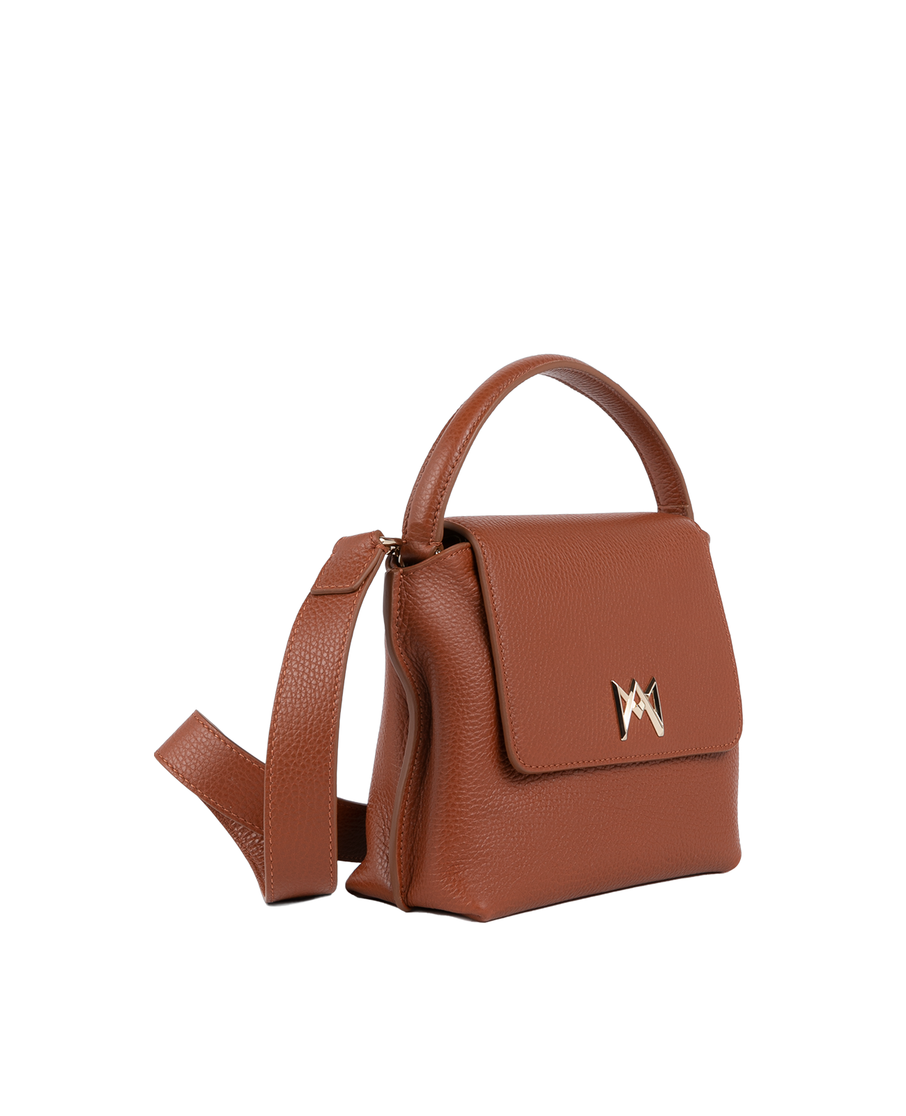 Cross-body bag in Italian full-grain leather, semi-aniline calf Italian leather with detachable shoulder strap.Three compartments, zip pocket in the back compartment. Magnetic flap closure with logo. Color: Brown. Size:Medium