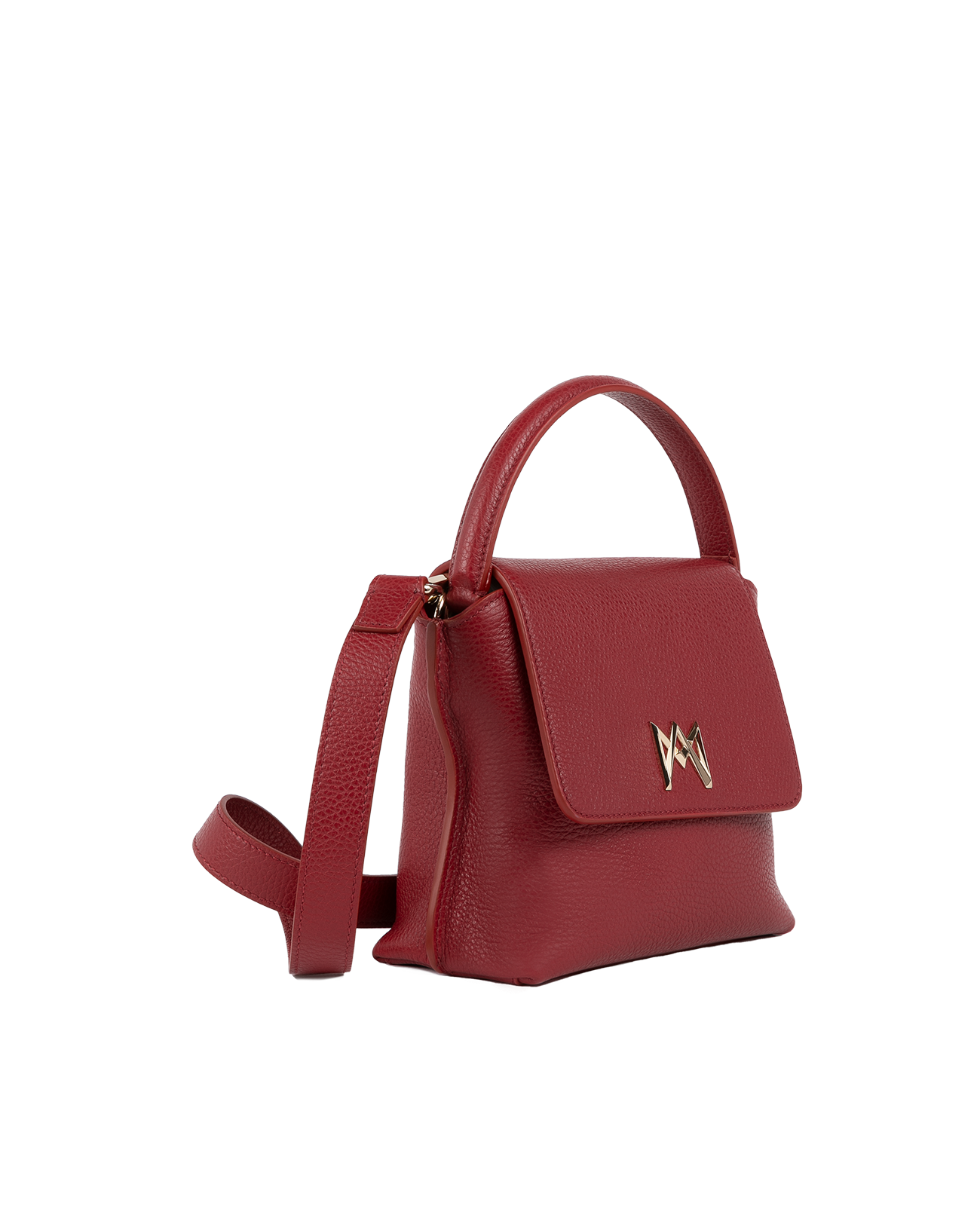 Cross-body bag in Italian full-grain leather, semi-aniline calf Italian leather with detachable shoulder strap.Three compartments, zip pocket in the back compartment. Magnetic flap closure with logo. Color: Dark Red. Size:Medium