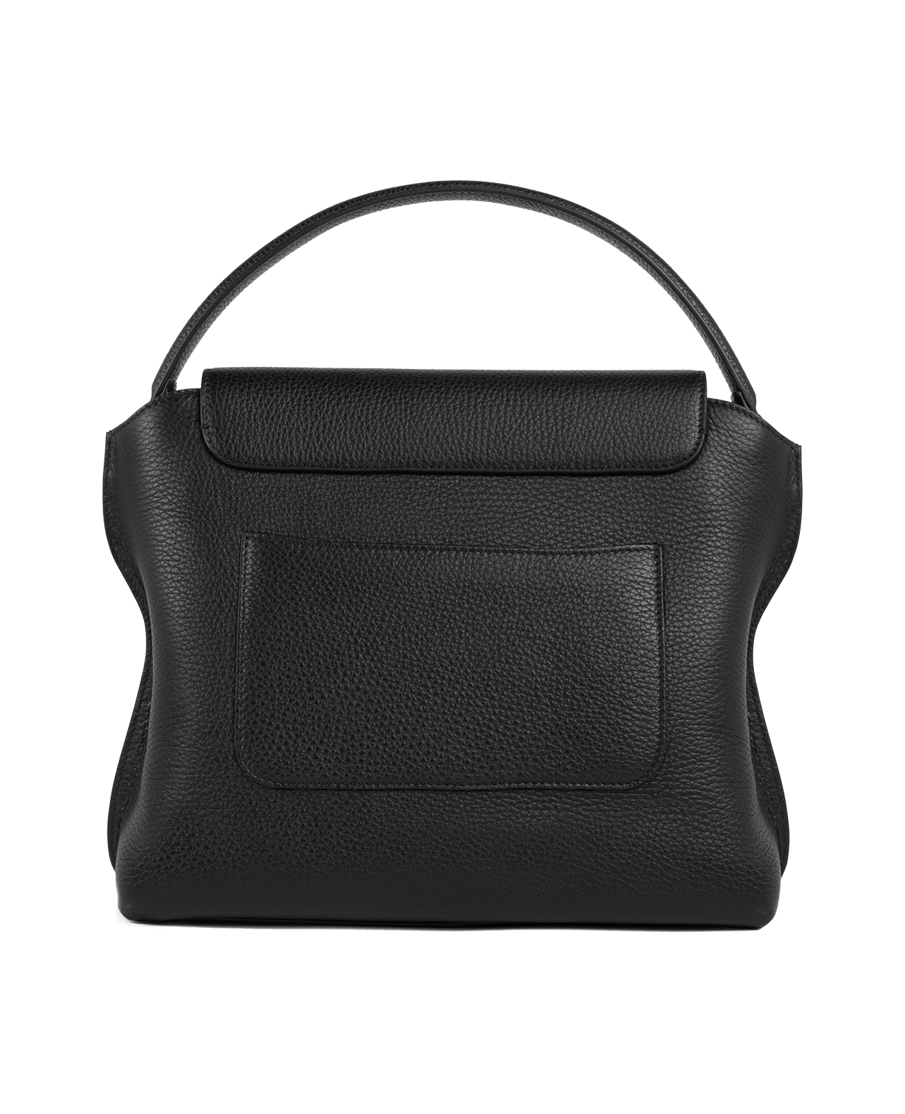 Cross-body bag in Italian full-grain leather, semi-aniline calf Italian leather with detachable shoulder strap.Three compartments, zip pocket in the back compartment. Magnetic flap closure with logo. Color: Black. Size:Large
