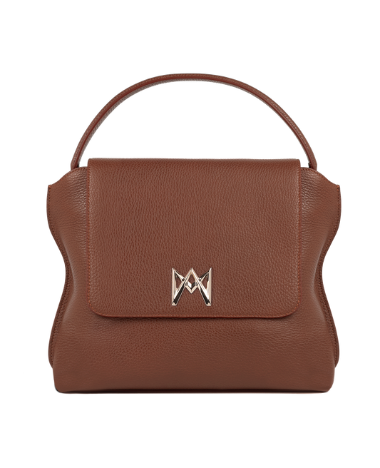 Cross-body bag in Italian full-grain leather, semi-aniline calf Italian leather with detachable shoulder strap.Three compartments, zip pocket in the back compartment. Magnetic flap closure with logo. Color: Dark Brown. Size: Large.