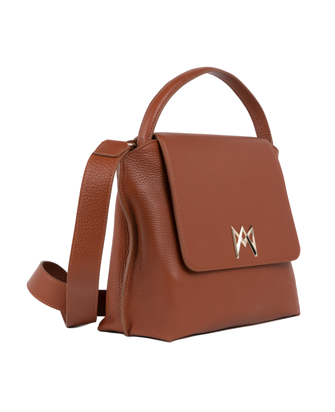 Cross-body bag in Italian full-grain leather, semi-aniline calf Italian leather with detachable shoulder strap.Three compartments, zip pocket in the back compartment. Magnetic flap closure with logo. Color: Dark Brown. Size: Large.