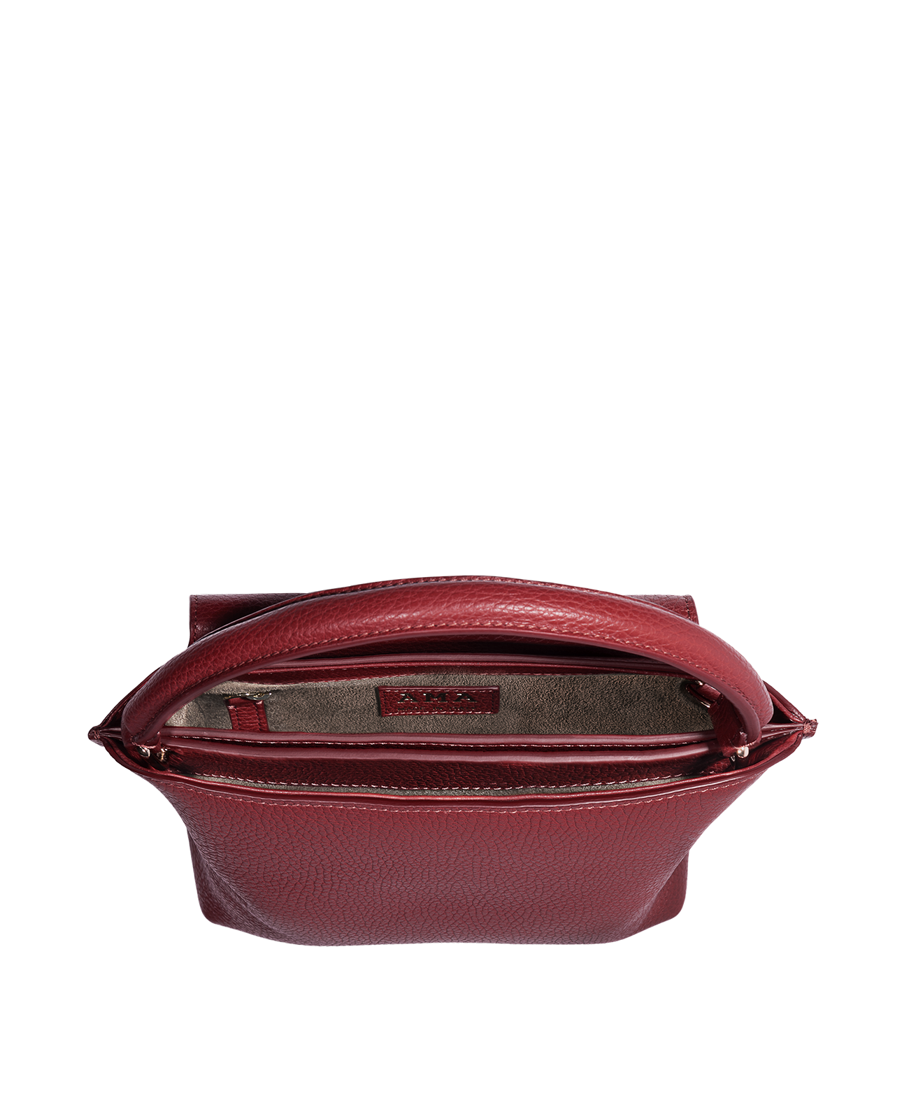 AMA Bags: Cross-body bag in Italian full-grain leather, semi-aniline calf Italian leather with detachable shoulder strap.Three compartments, zip pocket in the back compartment. Magnetic flap closure with logo. Color: Dark Red. Size:Large