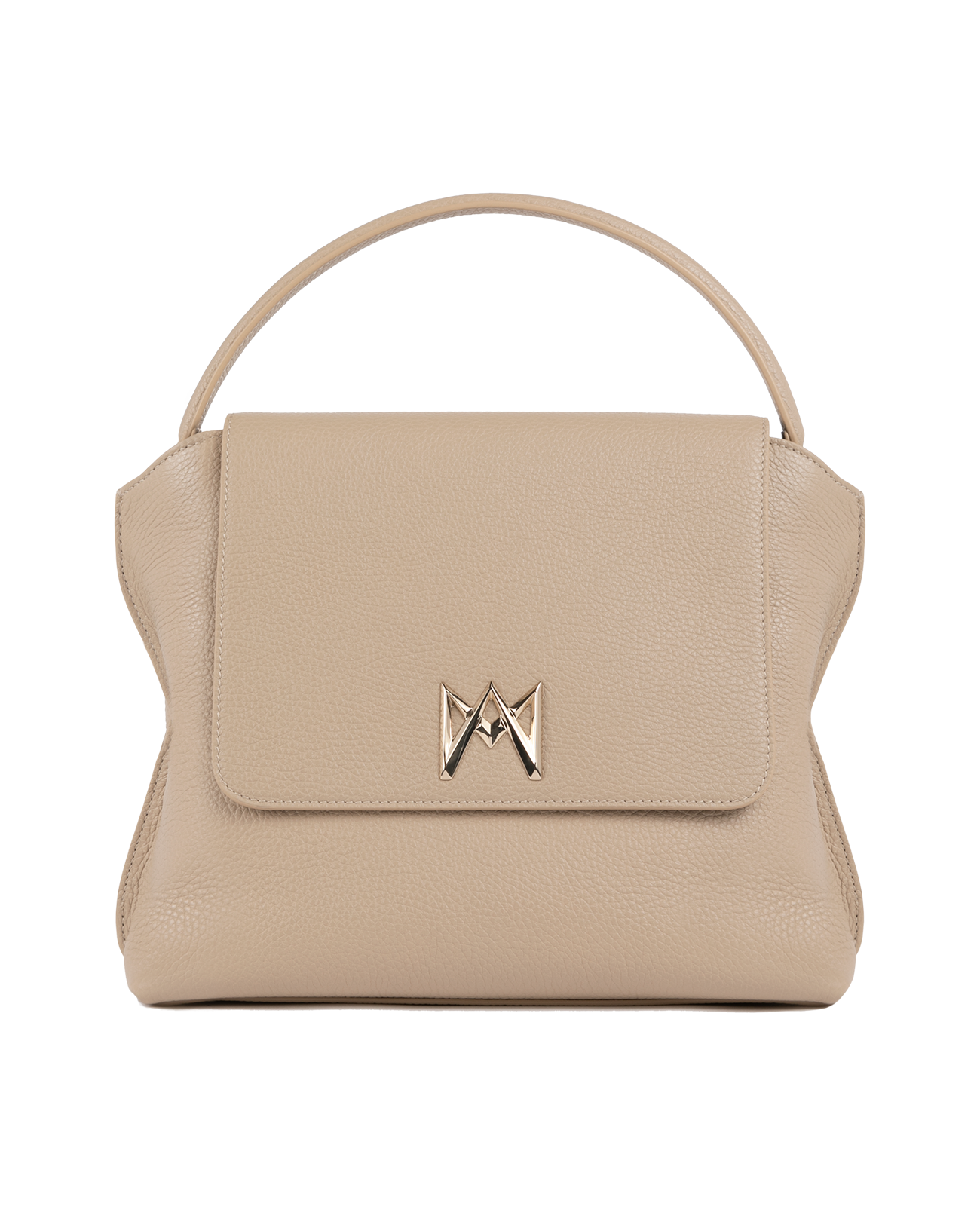 Cross-body bag in Italian full-grain leather, semi-aniline calf Italian leather with detachable shoulder strap.Three compartments, zip pocket in the back compartment. Magnetic flap closure with logo. Color: Nude. Size: Large