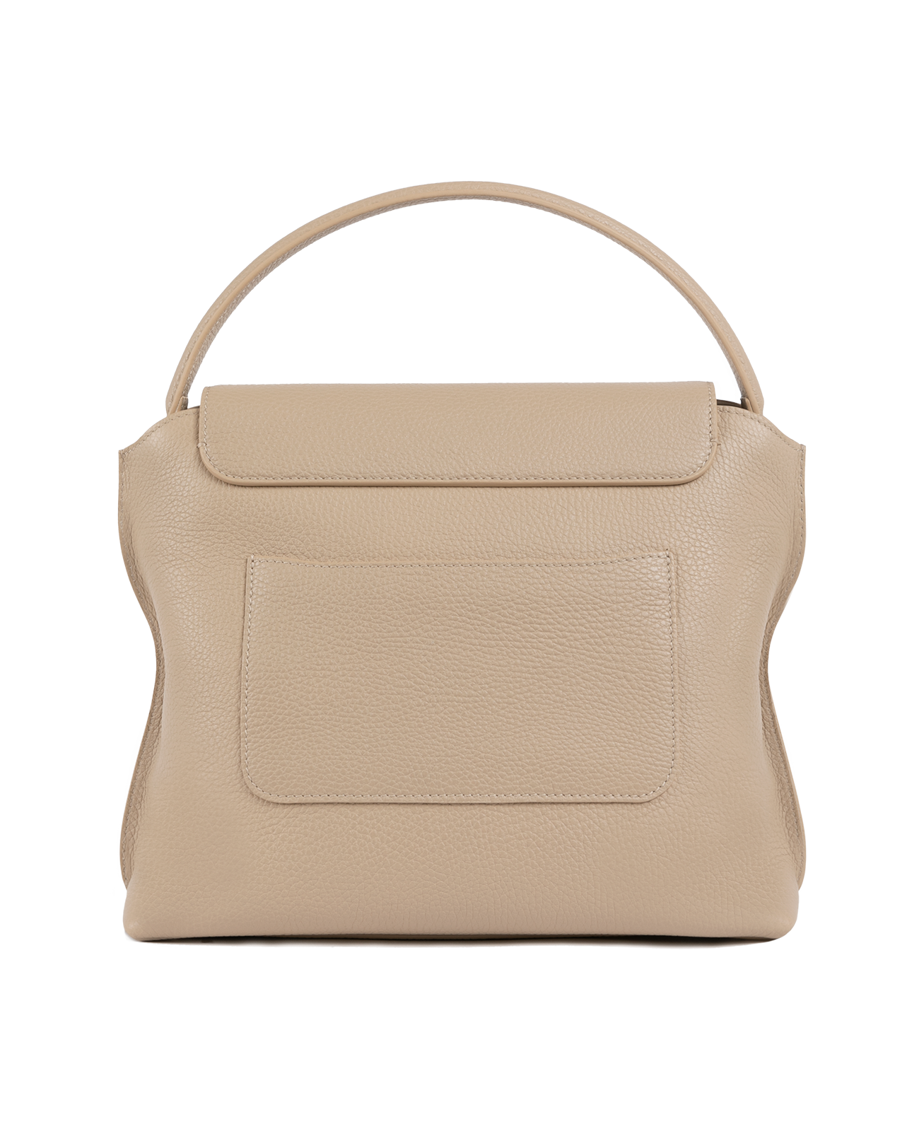 Cross-body bag in Italian full-grain leather, semi-aniline calf Italian leather with detachable shoulder strap.Three compartments, zip pocket in the back compartment. Magnetic flap closure with logo. Color: Nude. Size: Large