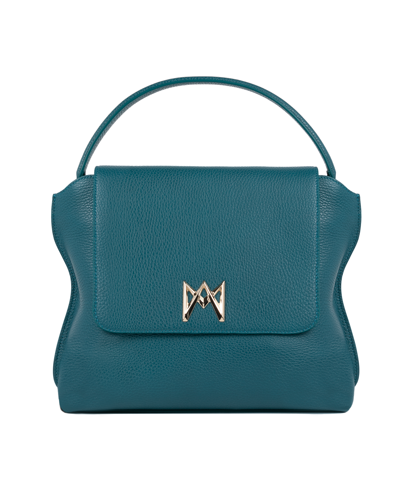 Cross-body bag in Italian full-grain leather, semi-aniline calf Italian leather with detachable shoulder strap.Three compartments, zip pocket in the back compartment. Magnetic flap closure with logo. Color: Teal. Size:Large