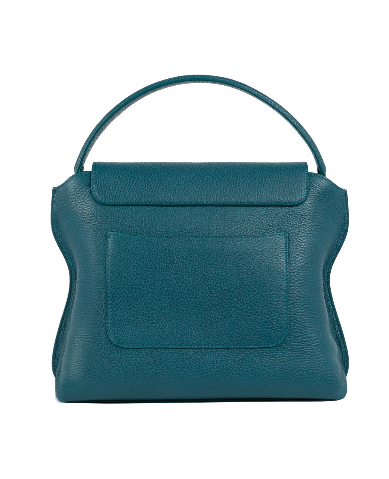 Cross-body bag in Italian full-grain leather, semi-aniline calf Italian leather with detachable shoulder strap.Three compartments, zip pocket in the back compartment. Magnetic flap closure with logo. Color: Teal. Size:Large