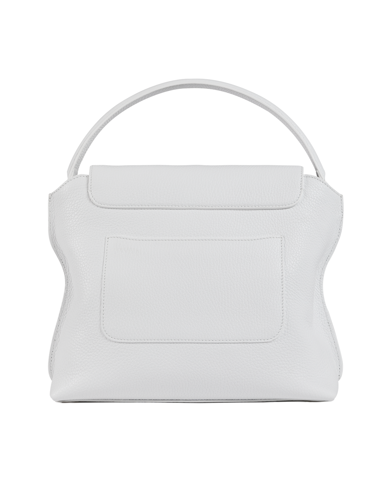 Cross-body bag in Italian full-grain leather, semi-aniline calf Italian leather with detachable shoulder strap.Three compartments, zip pocket in the back compartment. Magnetic flap closure with logo. Color: White. Size: Large