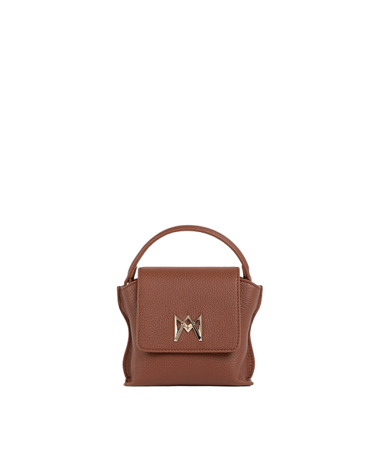 Cross-body bag in Italian full-grain leather, semi-aniline calf Italian leather with detachable shoulder strap.Three compartments, zip pocket in the back compartment. Magnetic flap closure with logo. Color: Dark Brown. Size: Mini.