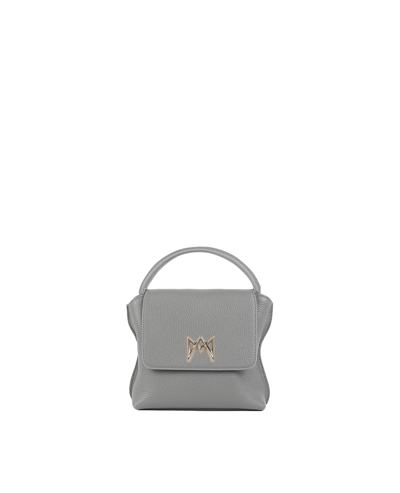 Cross-body bag in Italian full-grain leather, semi-aniline calf Italian leather with detachable shoulder strap.Three compartments, zip pocket in the back compartment. Magnetic flap closure with logo. Color: Gray. Size: Mini.