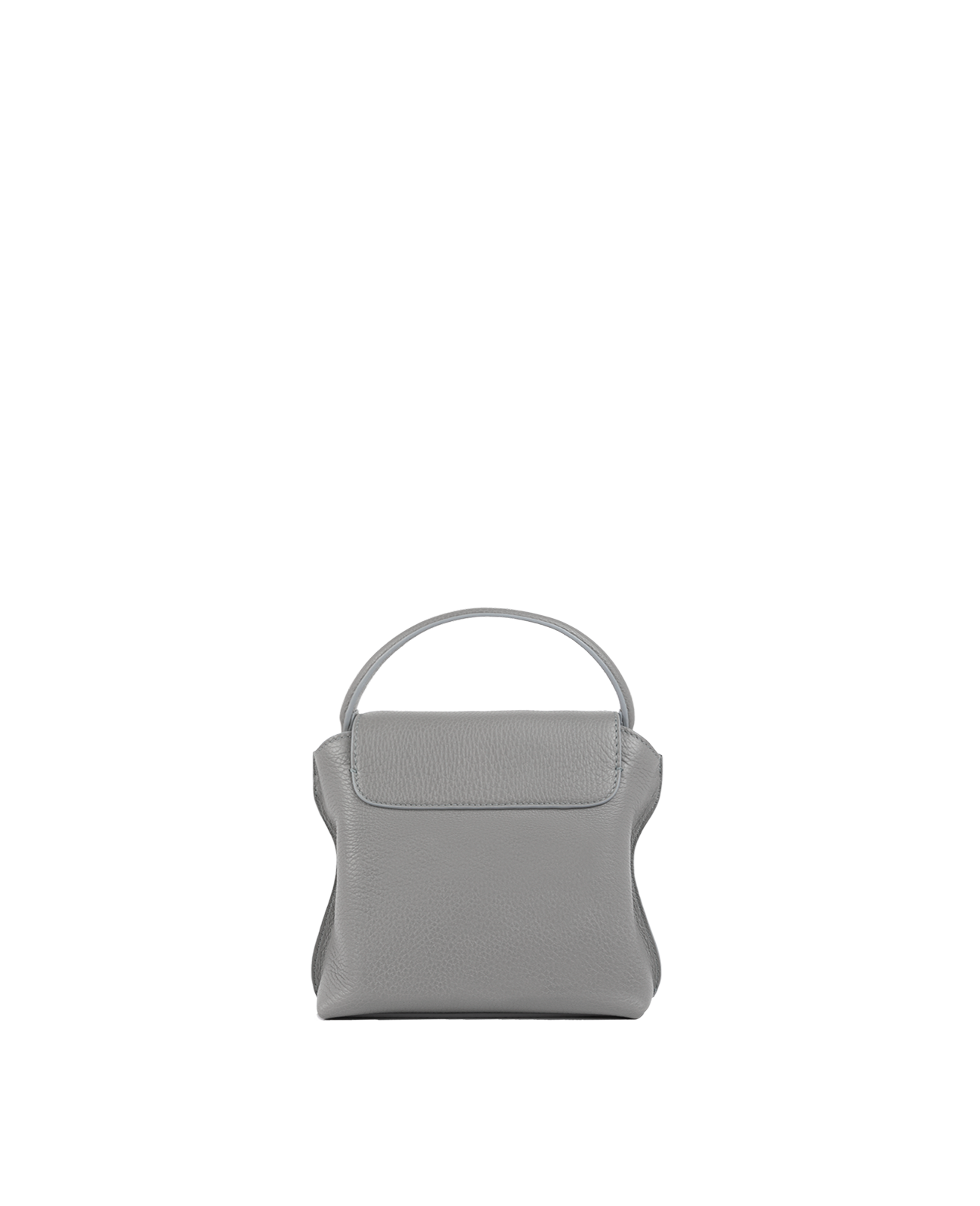 Cross-body bag in Italian full-grain leather, semi-aniline calf Italian leather with detachable shoulder strap.Three compartments, zip pocket in the back compartment. Magnetic flap closure with logo. Color: Gray. Size: Mini.