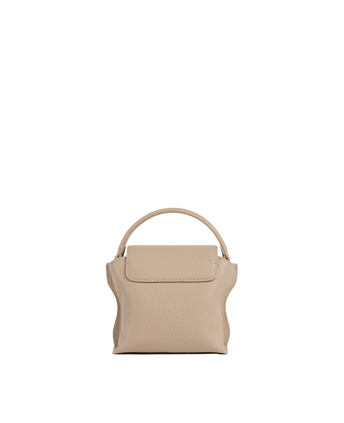 Cross-body bag in Italian full-grain leather, semi-aniline calf Italian leather with detachable shoulder strap.Three compartments, zip pocket in the back compartment. Magnetic flap closure with logo. Color: Nude. Size:Mini