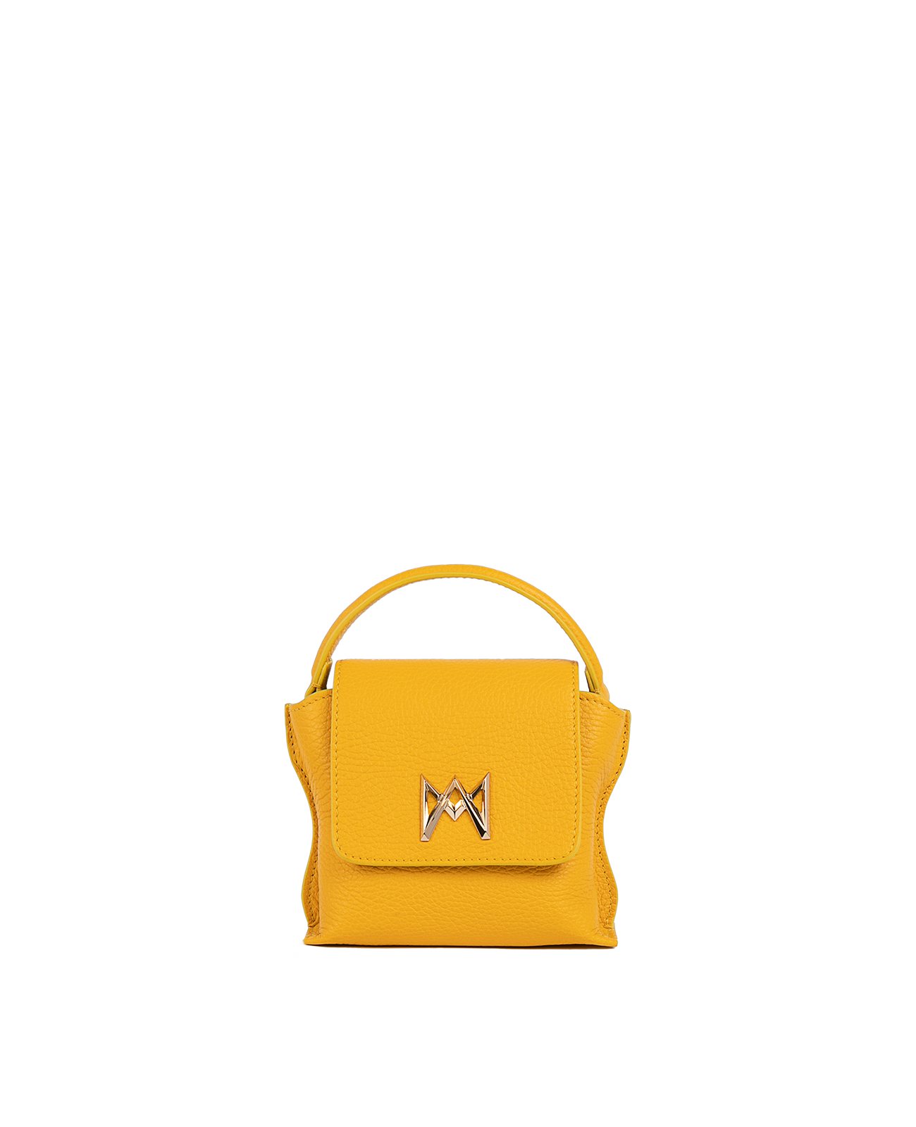 Cross-body bag in Italian full-grain leather, semi-aniline calf Italian leather with detachable shoulder strap.Three compartments, zip pocket in the back compartment. Magnetic flap closure with logo. Color: Yellow. Size:Mini