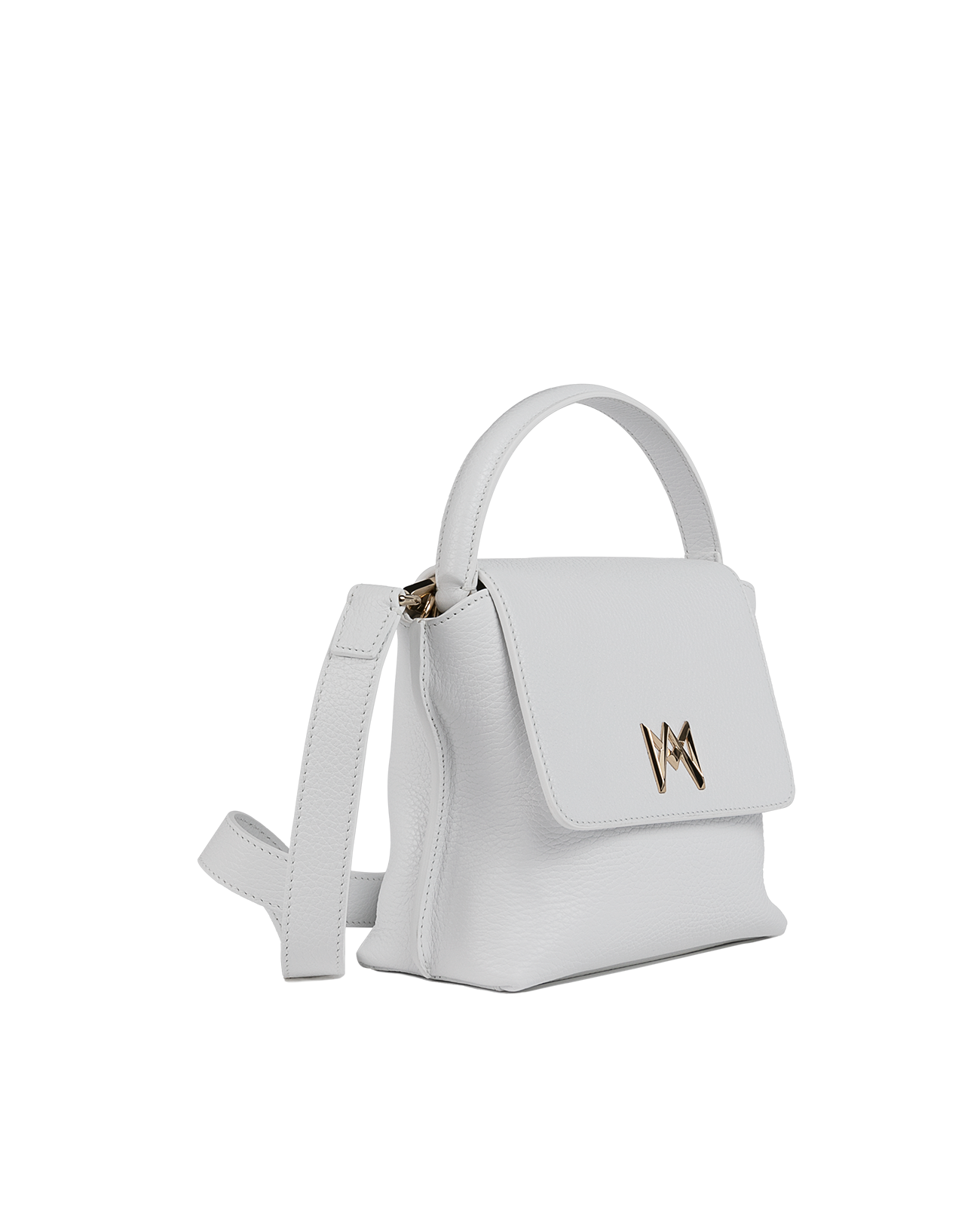 Cross-body bag in Italian full-grain leather, semi-aniline calf Italian leather with detachable shoulder strap.Three compartments, zip pocket in the back compartment. Magnetic flap closure with logo. Color: White. Size:Medium