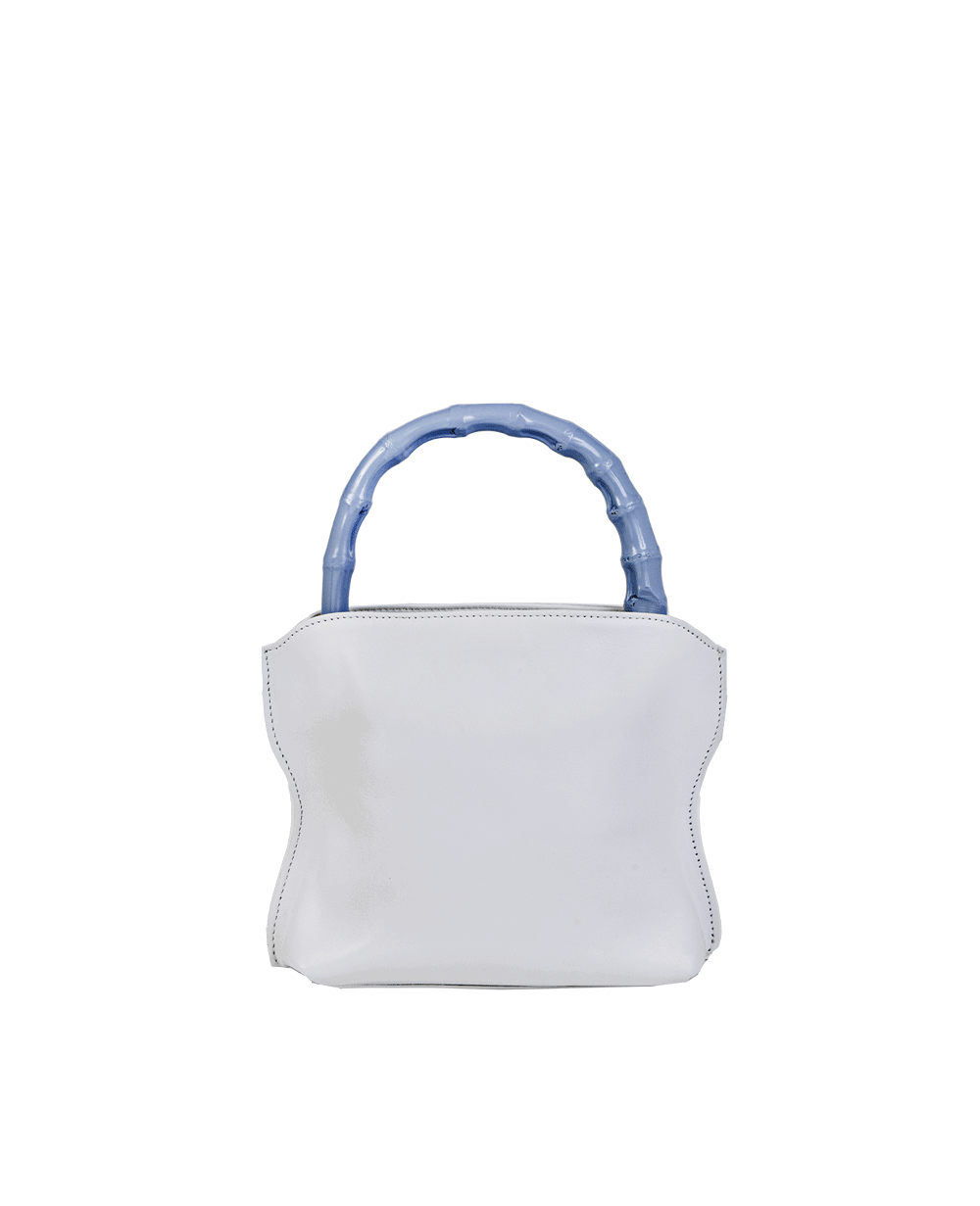Cross-body bag in calf leather with detachable shoulder strap. Bamboo handles. Made In Italy. Two compartments, zip pocket in the back compartment. Magnetic flap closure with logo. Color: Ivory. Size: Medium
