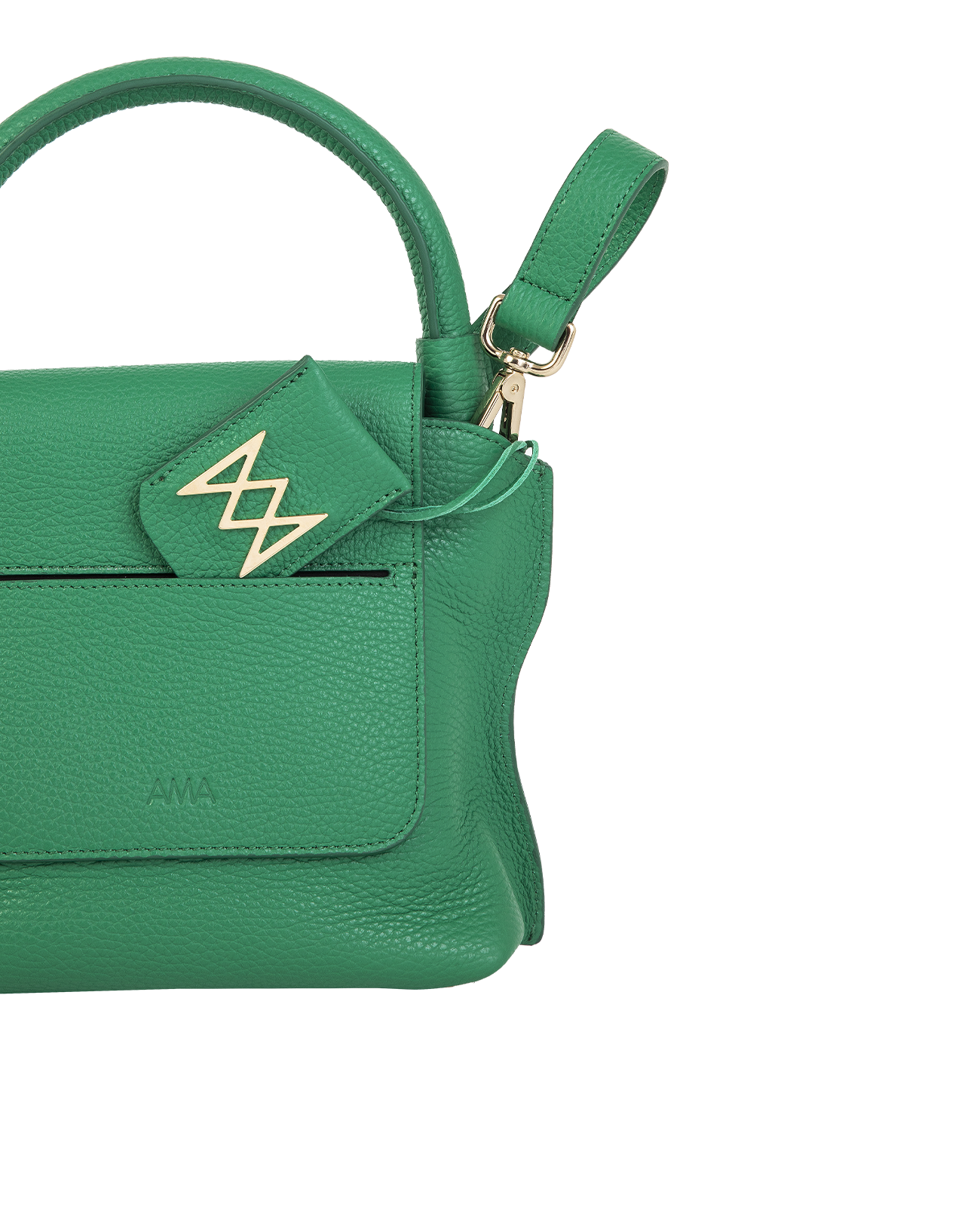 Cross-body bag in Italian full-grain leather, semi-aniline calf Italian leather with detachable shoulder strap.Three compartments, zip pocket in the back compartment. Magnetic flap closure with logo. Color: Green. Size:Medium