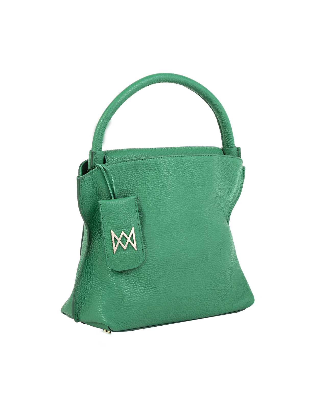 Cross-body bag in Italian full-grain leather, semi-aniline calf Italian leather with detachable shoulder strap.Three compartments, zip pocket in the back compartment. Magnetic flap closure with logo. Color: Green. Size:Large