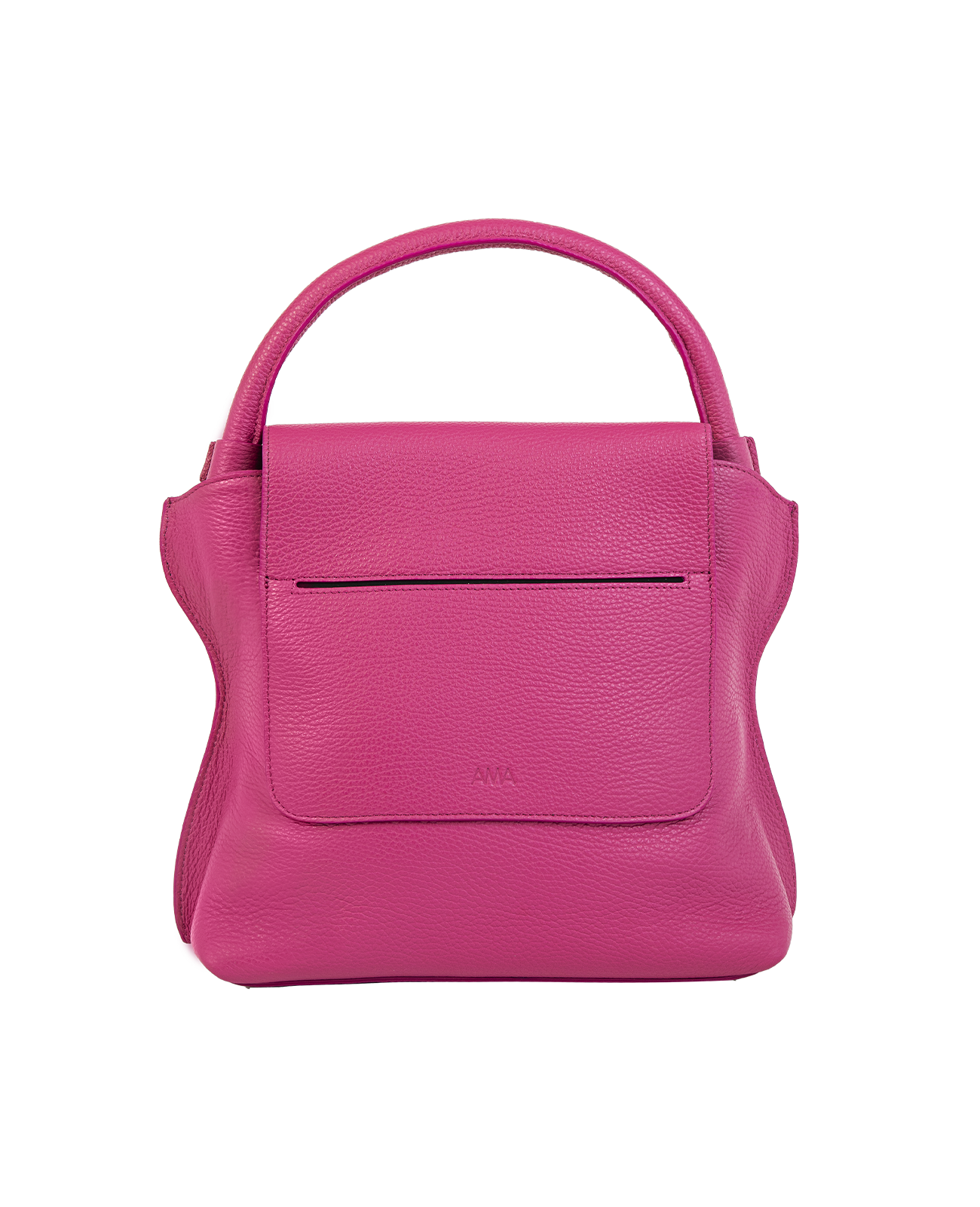 Cross-body bag in Italian full-grain leather, semi-aniline calf Italian leather with detachable shoulder strap.Three compartments, zip pocket in the back compartment. Magnetic flap closure with logo. Color: Pink. Size:Large