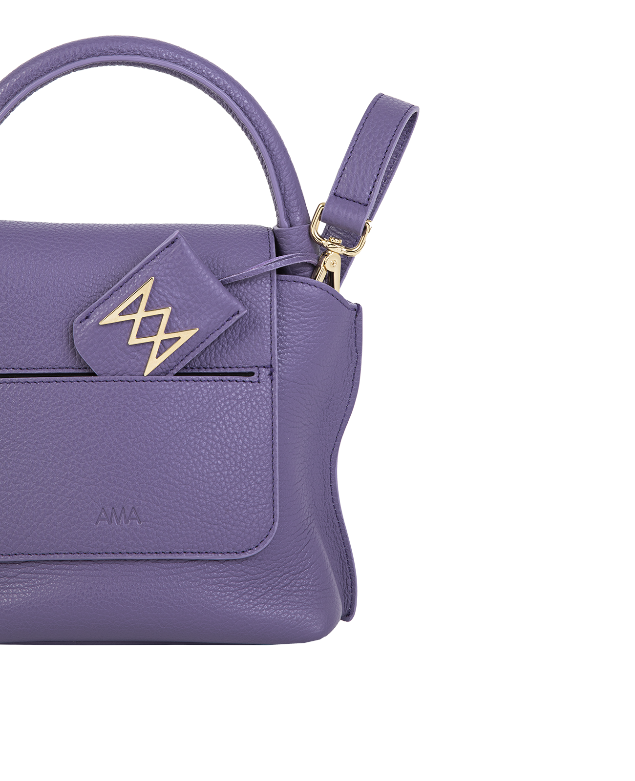Cross-body bag in Italian full-grain leather, semi-aniline calf Italian leather with detachable shoulder strap.Three compartments, zip pocket in the back compartment. Magnetic flap closure with logo. Color: Purple. Size:Medium